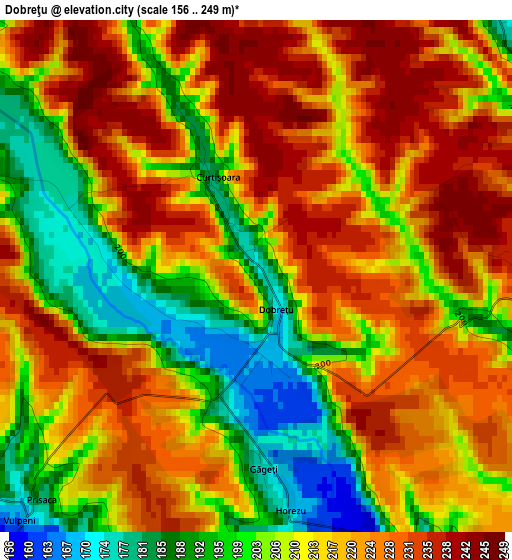 Dobreţu elevation map