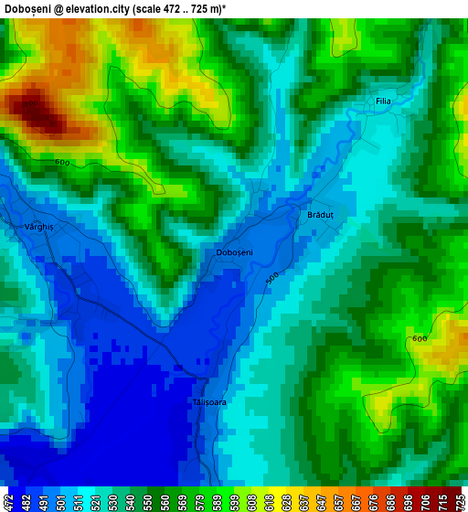 Doboșeni elevation map