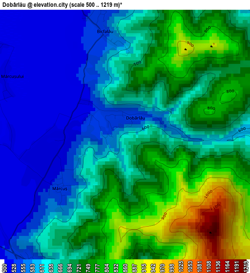 Dobârlău elevation map