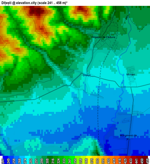 Dițești elevation map