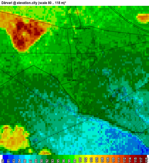 Dârvari elevation map