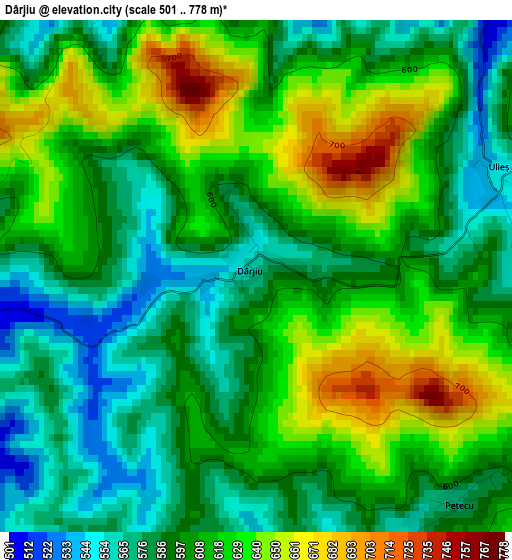 Dârjiu elevation map