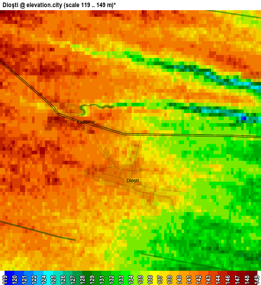 Dioşti elevation map