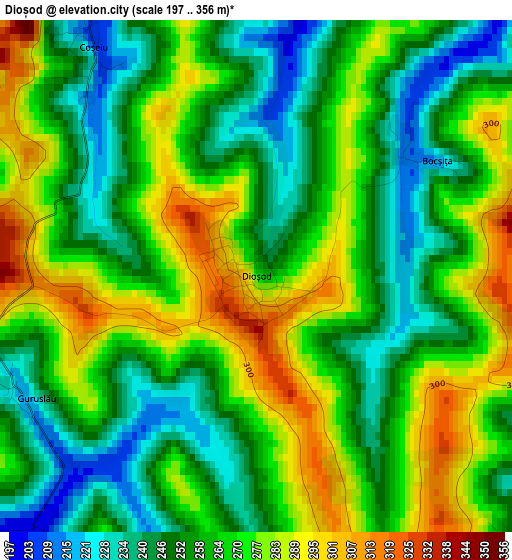 Dioșod elevation map