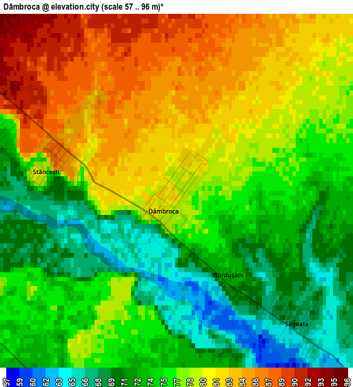 Dâmbroca elevation map