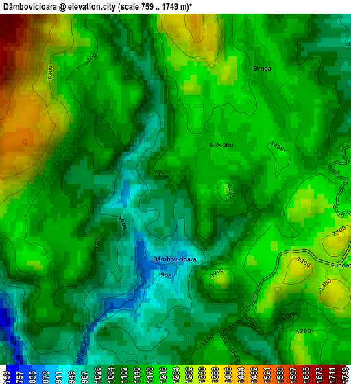 Dâmbovicioara elevation map