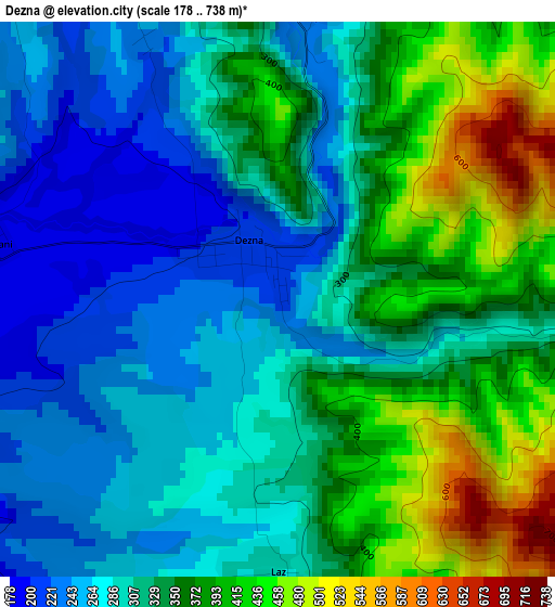 Dezna elevation map