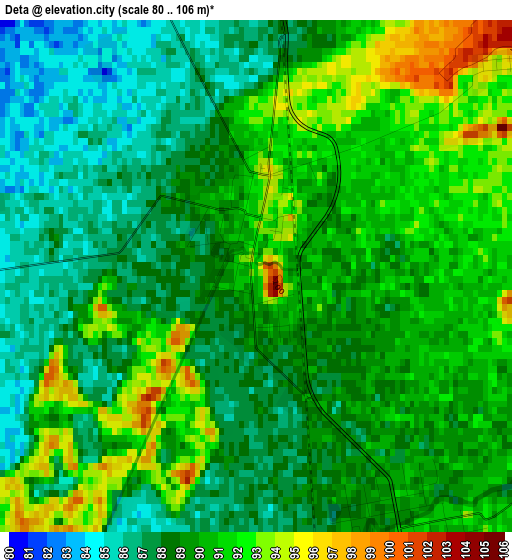 Deta elevation map