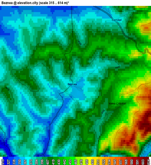 Beznea elevation map