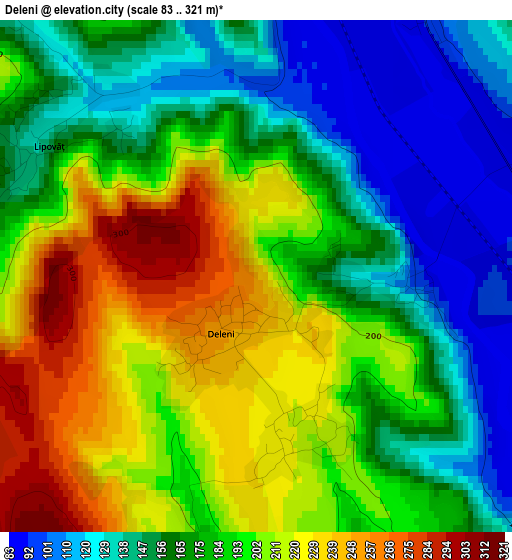 Deleni elevation map