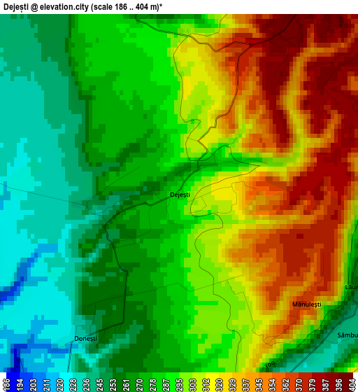 Dejești elevation map