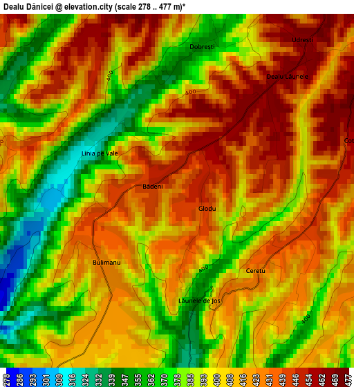 Dealu Dănicei elevation map