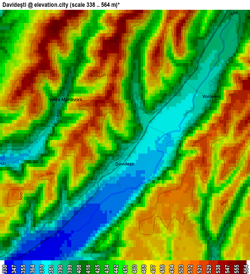 Davideşti elevation map