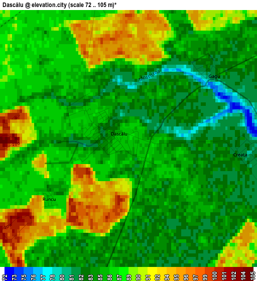 Dascălu elevation map