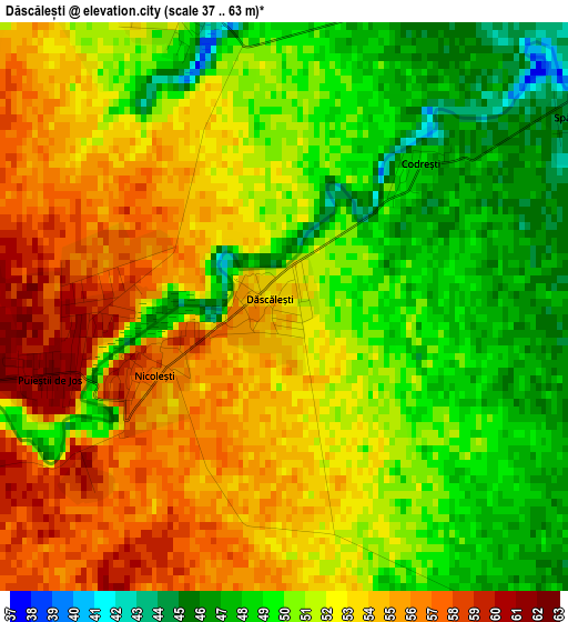 Dăscălești elevation map