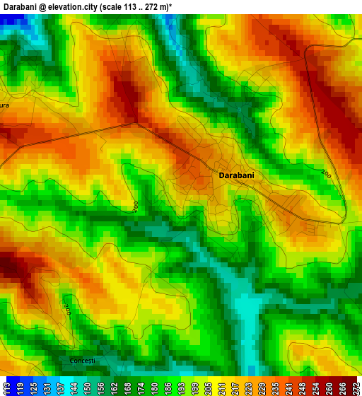 Darabani elevation map