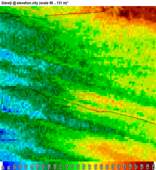 Dăneţi elevation map