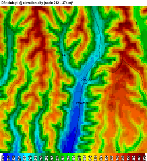 Dănciuleşti elevation map