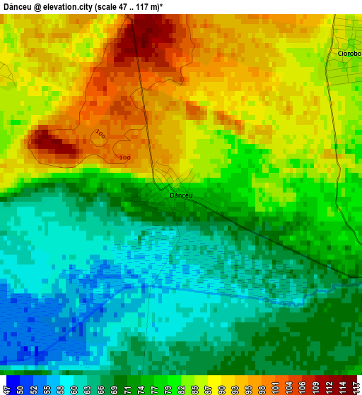 Dănceu elevation map