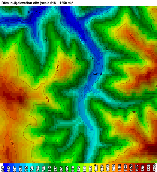 Dămuc elevation map