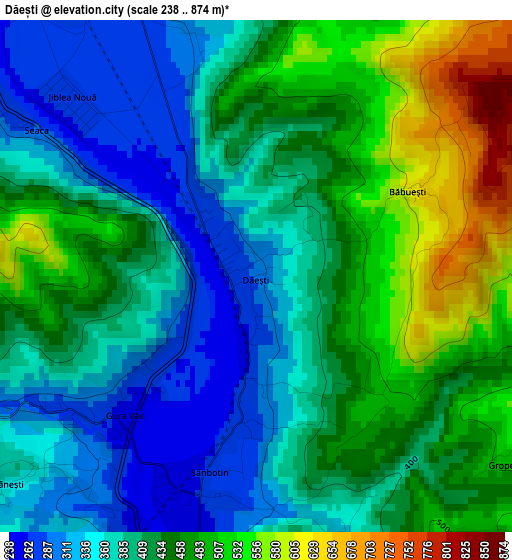 Dăești elevation map