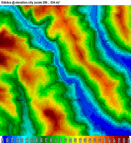 Dăbâca elevation map