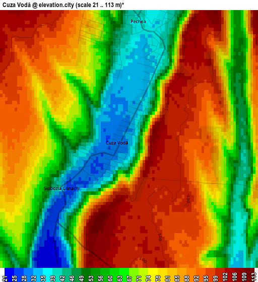 Cuza Vodă elevation map