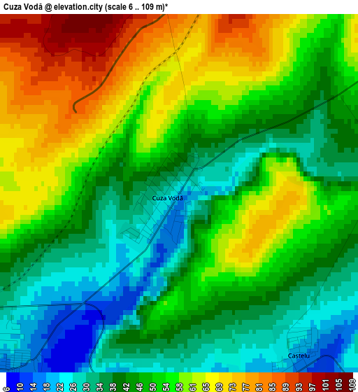 Cuza Vodă elevation map