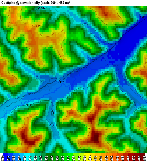 Cuzăplac elevation map