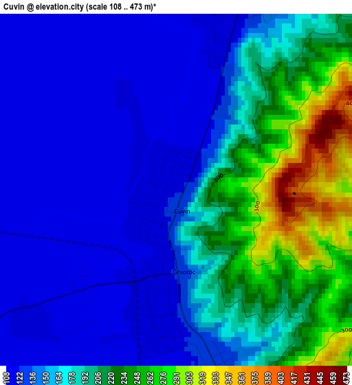 Cuvin elevation map