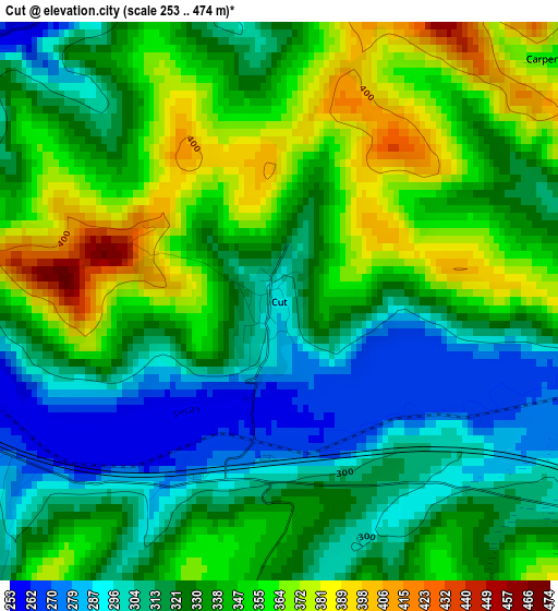 Cut elevation map