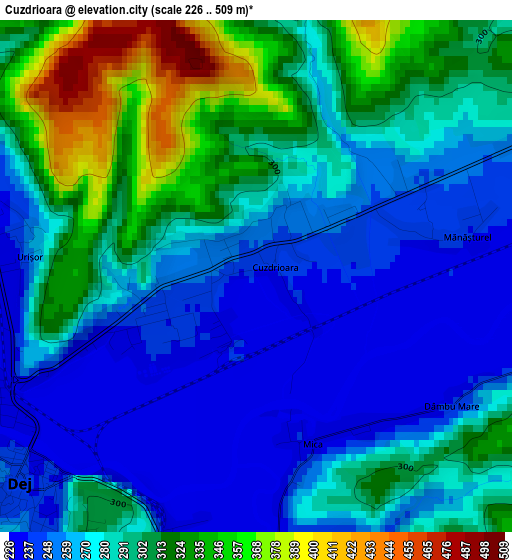 Cuzdrioara elevation map