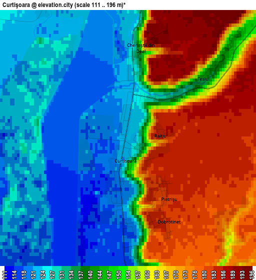 Curtişoara elevation map