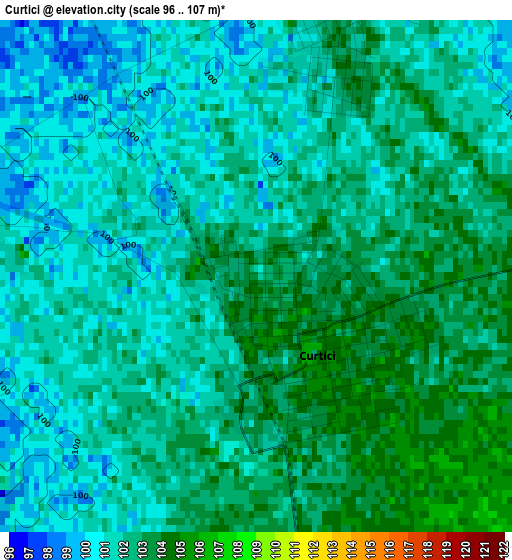 Curtici elevation map