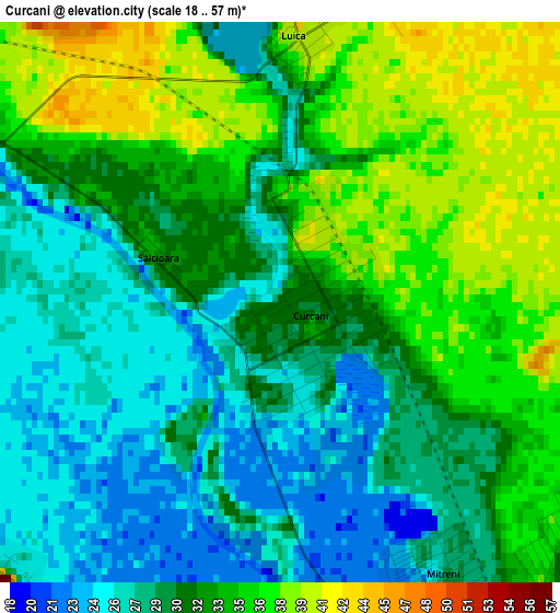 Curcani elevation map