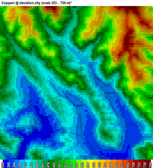 Cupşeni elevation map