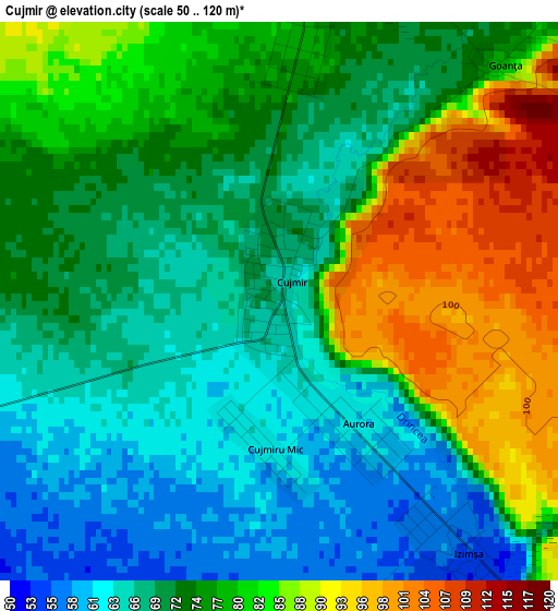 Cujmir elevation map