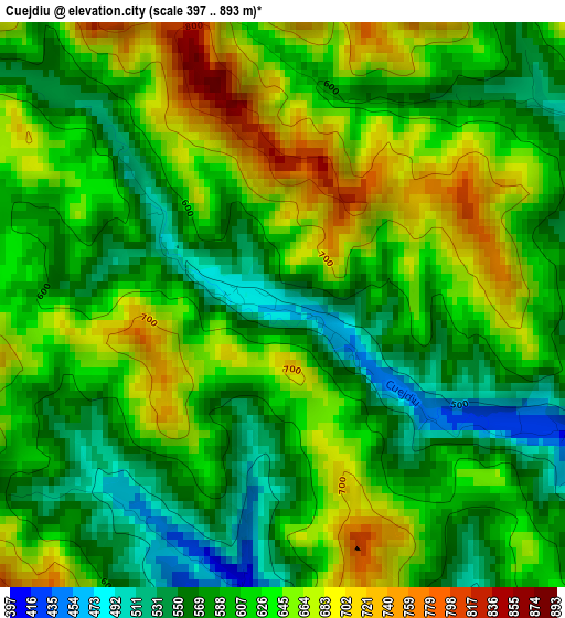 Cuejdiu elevation map