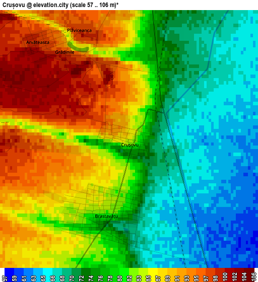 Crușovu elevation map