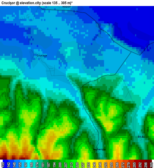 Crucişor elevation map