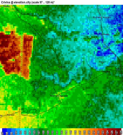 Crivina elevation map