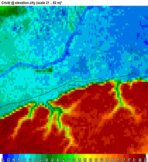 Crivăț elevation map