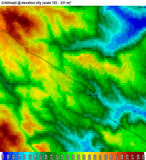 Cristineşti elevation map