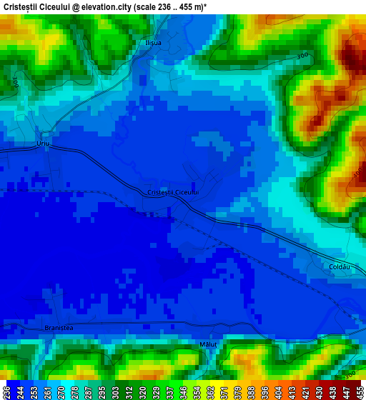 Cristeștii Ciceului elevation map