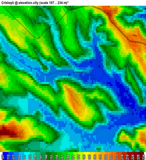 Cristeşti elevation map