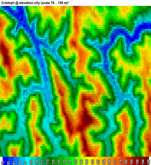 Cristești elevation map