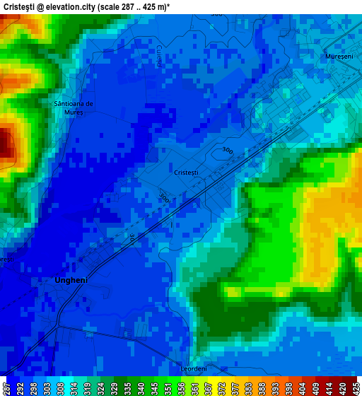 Cristeşti elevation map