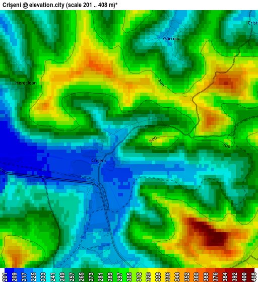 Crişeni elevation map