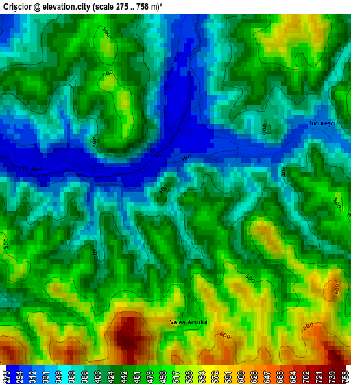 Crişcior elevation map