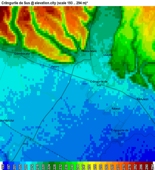 Crângurile de Sus elevation map